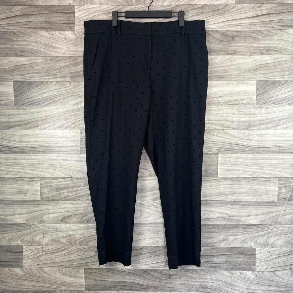 Talbots Hampshire Ankle Dress Pants Women's 16 Black Heart Print Formal Career